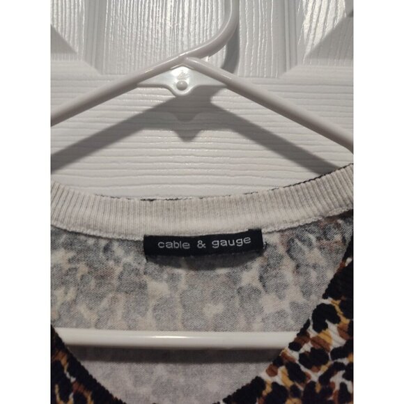 Cable And Gauge Size MediumCardigan Leopard Print Button Up Sweater animal print - Picture 3 of 13